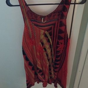 Free People red and black knit top size M