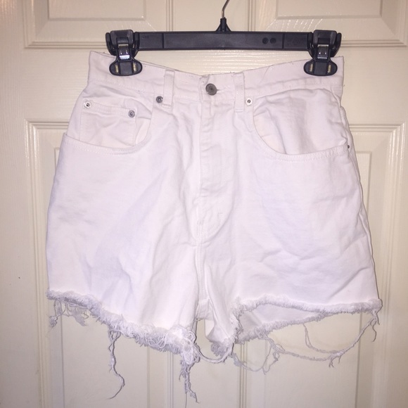 White high waisted denim shorts