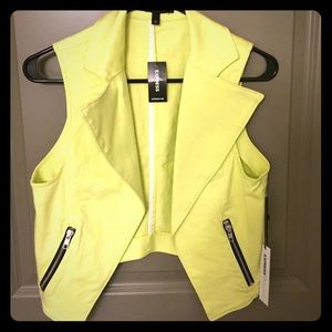 Neon green denim vest