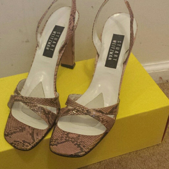 Stuart Weitz man pink snake skin sandals