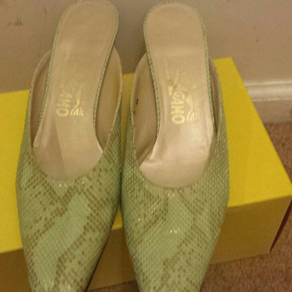 Snakeskin slip on shoes authentic ferragamo