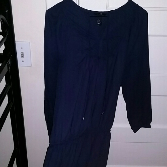 Navy blue long sleeved dress shirt
