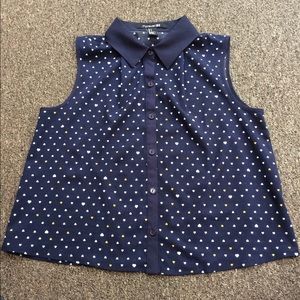 Forever 21 Collared Heart-Patterned Shirt