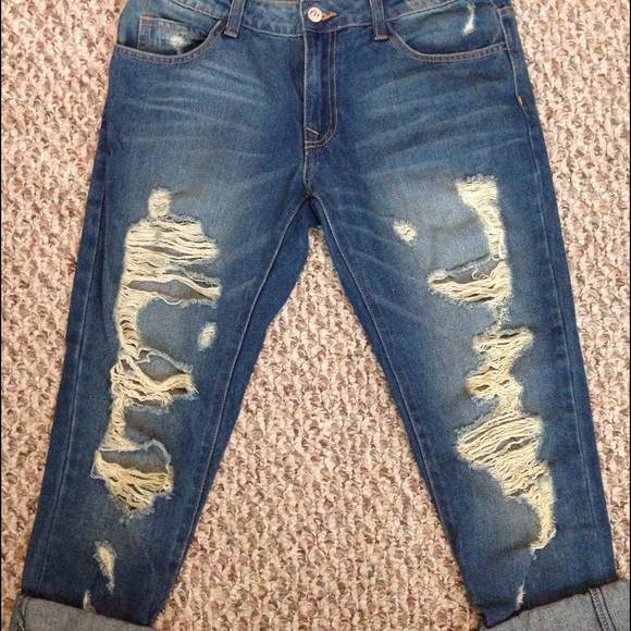 distressed boyfriend jeans
