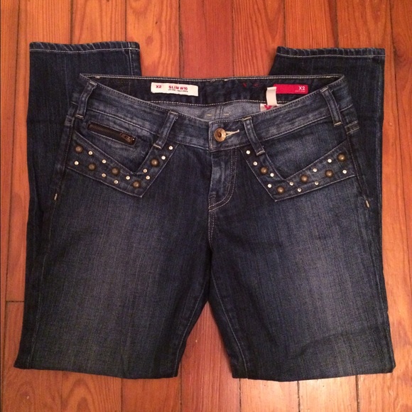 🚫SOLD🚫Express X2 Slim Studded Crop Ankle Denim
