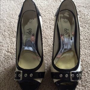 Black and white heels