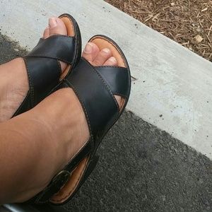 Born black leather sandal