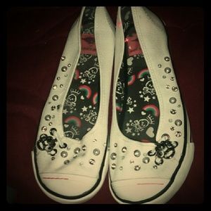 Slip on no string bling sneakers