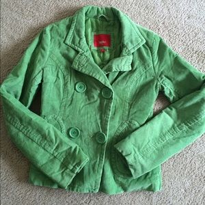 Green corduroy fall coat