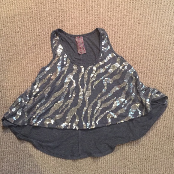 Wallpapher sequined grey crop top - Picture 1 of 3