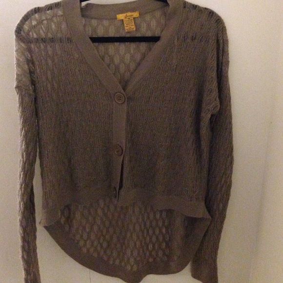 High/low light brown cardigan