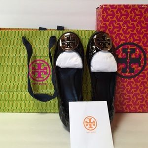 Tory Burch Shiny Black Ballet Flats