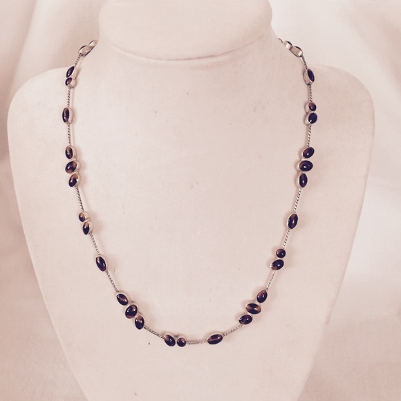 Guess Silvertone and Tigereye necklace - Picture 1 of 3