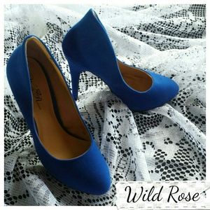 Wild Rose "Yvone" Royal Blue Velvet 5.25" Heels