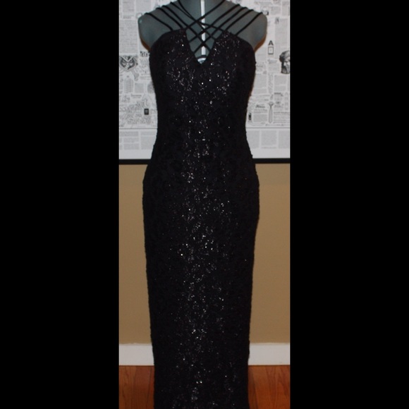 Unique Black Floor length gown