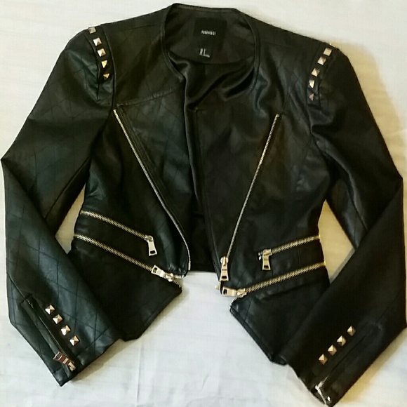 Faux leather biker jacket