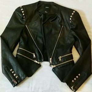 Faux leather biker jacket