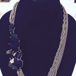 Chunky black and gunmetal statement necklace
