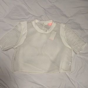 ✖️sold✖️White Mesh Crop Tee