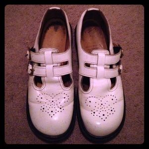 White Maryjane style buckled Dr Martens