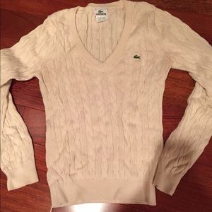 Lacoste cream cable knit sweater