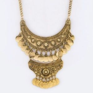 Fringed coin tribal statement necklacr
