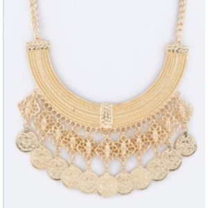 Fringed Coins Metal Collar Necklace Set
