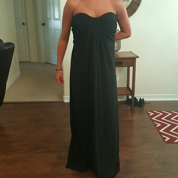 Black Strapless Chiffon Long Formal Dress