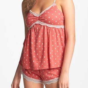 Coral Lace Pajama Set