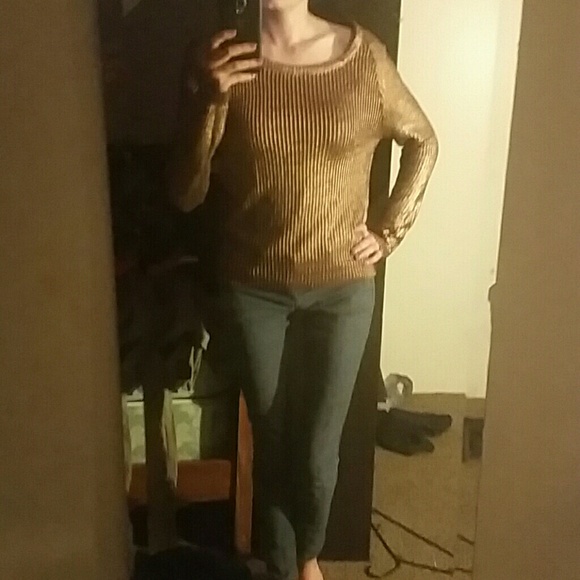 Copper metallic sweater