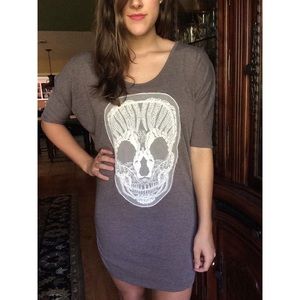 Brown Dress With White Lace Skeleton Head