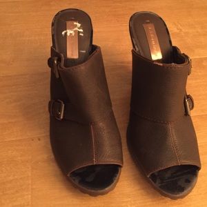 Women's brown leather heels