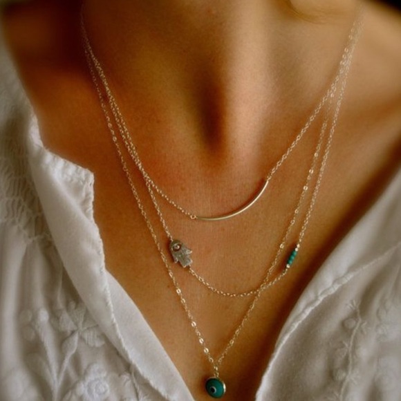 Urban Outfitters Jewelry - Delicate Hamsa three layered boho dainty necklace
