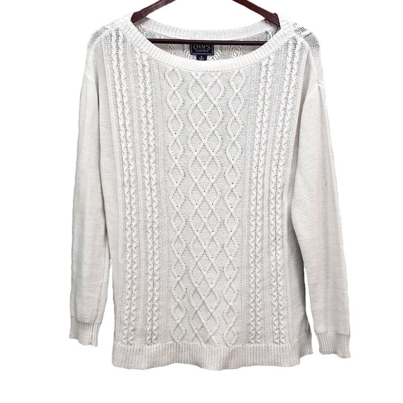 Chaps Sweaters - CHAPS - Cream Long Sleeve Sweater