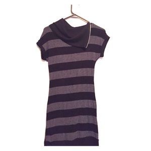 Black striped sweater dress