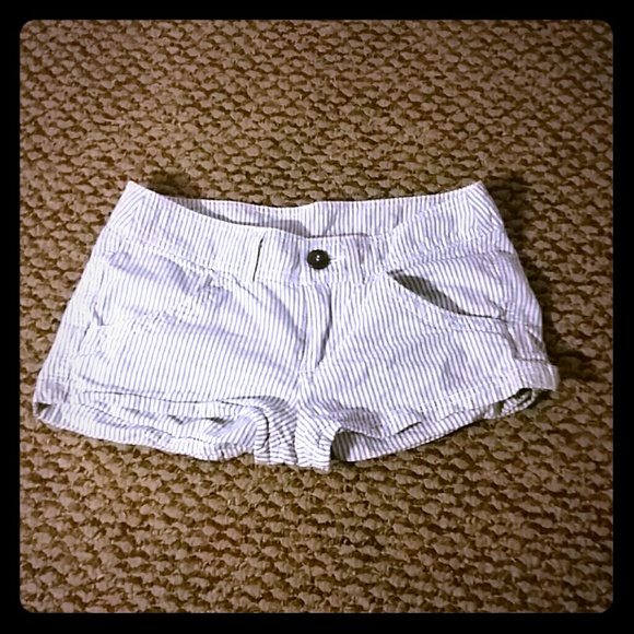 Blue and white striped shorts