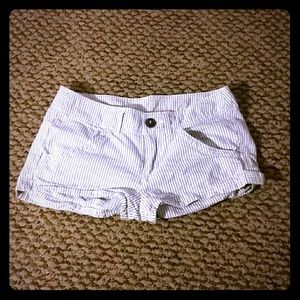 Blue and white striped shorts