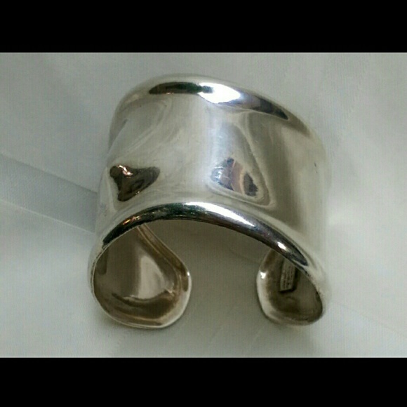 Vintage Jewelry - Sterling Silver Wide Bone Cuff Bracelet- Vintage