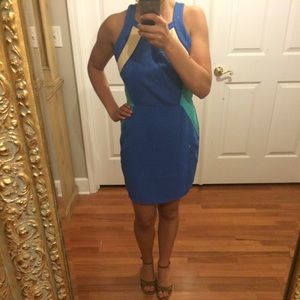 Open back color block dress