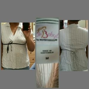 🙌Maternity vertical striped wrap shirt