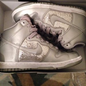 Nike high dunk silver glitter