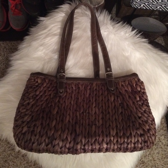 Bags Brown Basket Weave Purse Poshmark