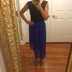 Royal blue high low skirt