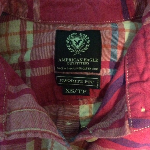 American Eagle Pink Plaid Button-Up - Picture 4 of 4