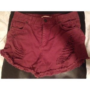 Maroon Charlotte Russe High Waisted Shorts