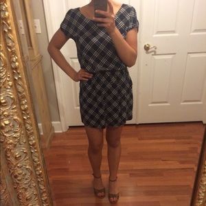 Navy and white printed dress
