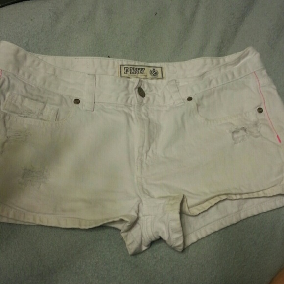 💎☆FLASH SALE☆ PINK lightly destroyed white shorts