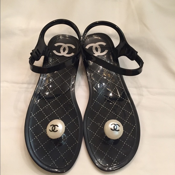 Chanel Jellies Black Sandals Size 7