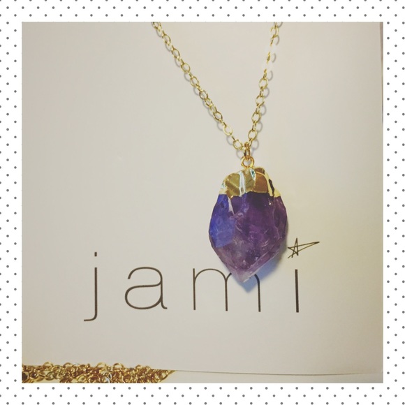 Amethyst Gold Dipped Long Necklace - Jami - NEW