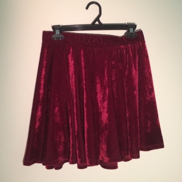 Red velvet skirt